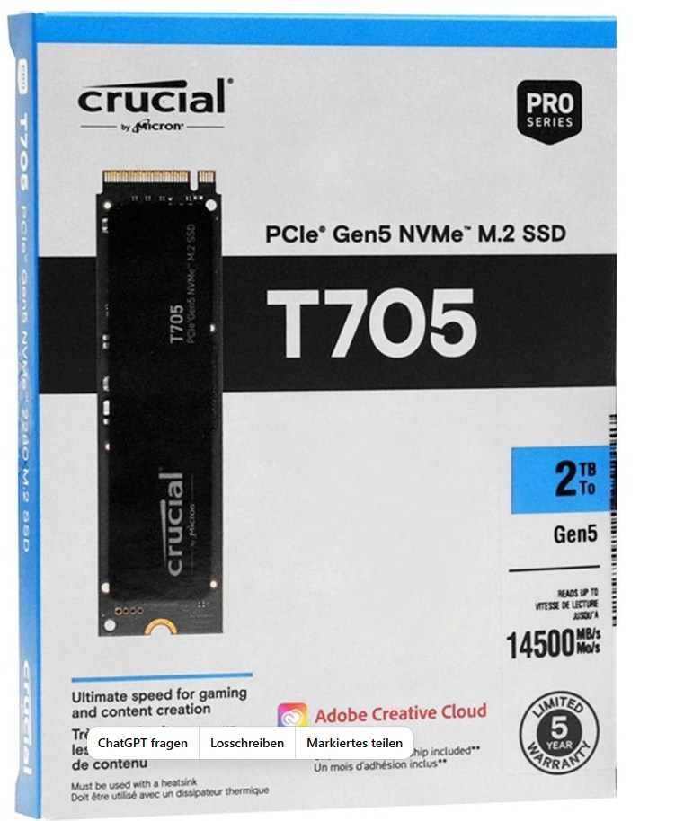 Crucial T705 2 TB Verpackung